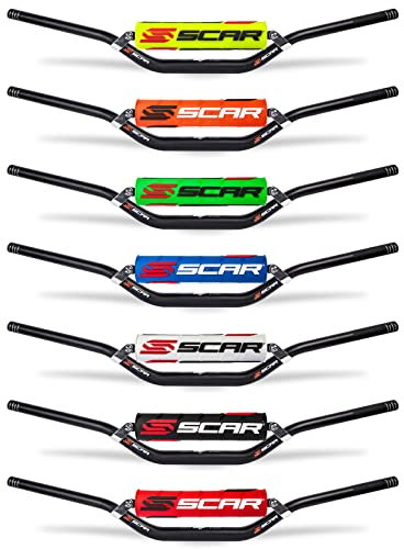 SCAR Guidon Moto Cross 22mm - Bas - Alu Street Roadster Hornet CB Bandit GSR Z750 - Mousse jaune fluo