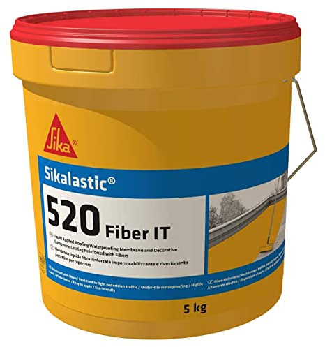 Sika - Sikalastic 520 Fiber IT, Bianco - Membrana liquida impermeabilizzante - Rivestimento decorativo elastomerico - Applicato a freddo - 5 kg