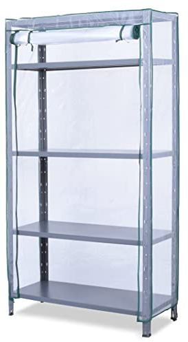 Domopak Living Housse de Protection pour étagère, avec Fermeture éclair, pour intérieur et extérieur, en polyéthylène Transparent, 95 x 40 x 185 cm