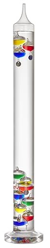 TFA Dostmann XL Analoges Glasthermometer Galileo Galilei, 18.1017, Flüssigkeitsthermometer, 64cm, Innentemperatur messen, einfaches Ablesen, silberne Temperaturmarken, Dekoobjekt, 17 bis 27°C, bunt