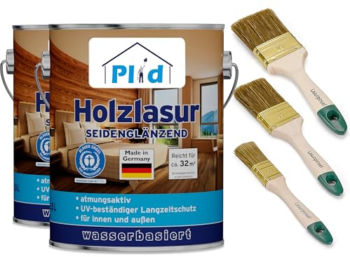 PLID® Vernice per legno per interni ed esterni, colore bianco, 5 l, per esterni con protezione a lungo termine, resistente ai raggi UV, per legno, per esterni, gel protettivo per legno, per legno,