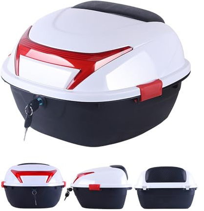 JEDAL Top Box 35L Verrouillable Coffre Étanche en Plastique Valise de Rangement Daily (Couleur : Blanc)