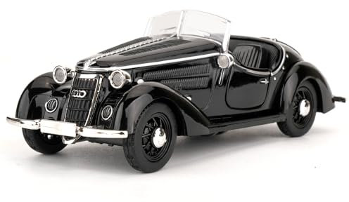 TGRCM-CZ Audi Wanderer W25k Roadster Model Car Vintage Car, Zinc Alloy Pull Back Toy Car with Sound and Light for Kids Boy Girl Gift(Black)