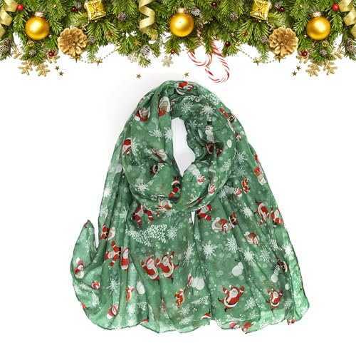 Christmas Scarf, Christmas Silky Scarf Christmas Neck Scarves Xmas Soft Long Scarves Shawl Wraps for Women Ladies Spring Autumn Winter, 90x180cm (Style-B)