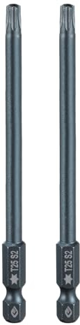 QUARKZMAN 2 st T25 Torx skruvmejsel 1/4 tum sexkantig 4 tum längd S2 stål magnetiskt 6-punkts stjärnmanipuleringssäker industriell skruvmejsel med perforerat torx-huvud