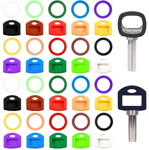 Ceeyoll 40 Identificador De Llaves, Funda Llaves, Organizador Llaves, Ligero y Duradero, De Colores Brillantes, Organizador de Llaves, Adecuado Para la Identificación de Llaves y la Protección Contra