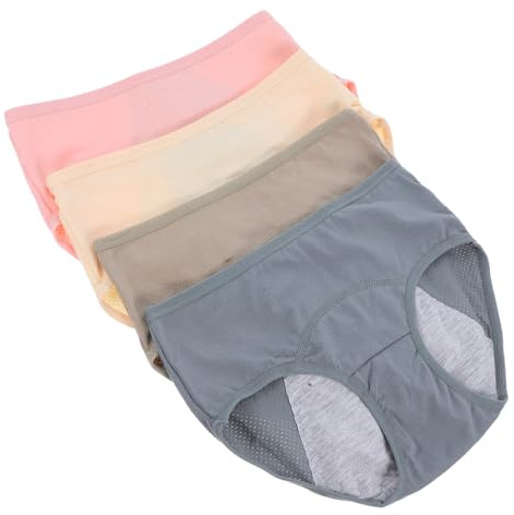 SAFIGLE 4piezas Ropa Interior Menstrual Femenina Bragas Hipster Prueba De Fugas De Algodón para Uso Menstrual Día De Flujo Abundante Unidades