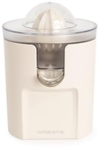 CREATE/JUICER STUDIO/Exprimidor de cítricos eléctrico blanco roto/Sin salpicaduras, depósito 230ml, filtro de pulpa, sistema antigoteo, 2 conos desmontables, 100W