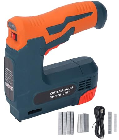 Pistola grapadora eléctrica 2 en 1, grapadora inalámbrica, clavadora Brad con 2000 clavos, cargador USB de 3,7 V, batería para tapizar madera
