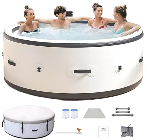 JIYINGHUI SPA Hinchable, Piscina SPA para Interior y Exterior, con 180 Chorros de Masaje de Burbujas y Luces LED de Colores para Wellness y SPA de Burbujas en Jardín/Terraza Durante Todo el Año L