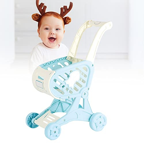 Acouto Panier d'achat Jouet Chariot de supermarché pour Enfants Jouant au Jeu de Simulation de Shopping en Plastique Qui et Wi (Blue)