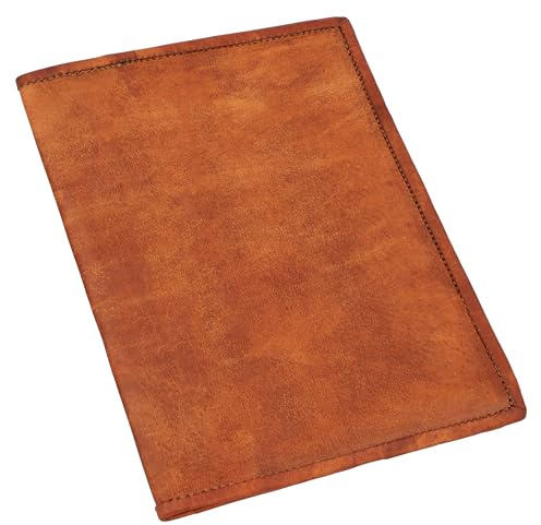 Gusti Cuir nature „Becky“couverture de livre protège-document protège-cahier protège bloc-notes format A5 homme femme cuir de chèvre marron clair P4
