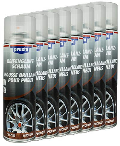 Presto Lot de 8 mousses brillantes pour pneus - 500 ml - 157189