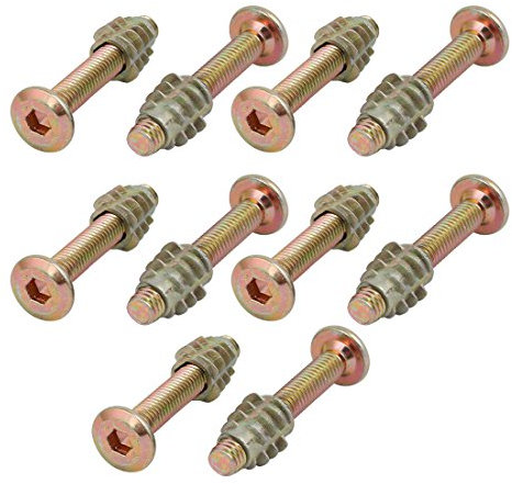 sourcing map 10pcs Furniture Connecting Fitting M6x40mm Hex Socket Drive Bolt w Wood Insert Nut