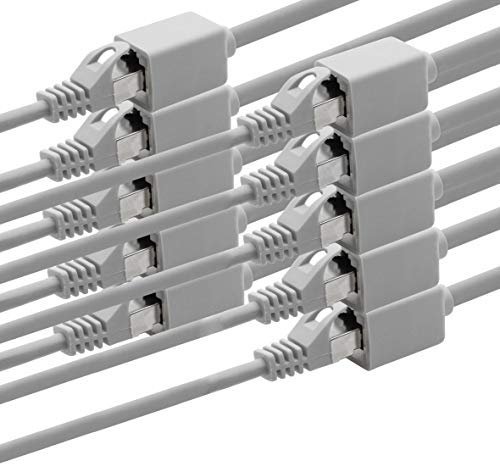 1aTTack.de 618357 Adaptador de extensión CAT7 Cat.7-0.5m - Cable Ethernet Cable de red Lankabel Cable sin procesar de 10 Gb/s con enchufe RJ6 Cat6a 10 piezas - gris