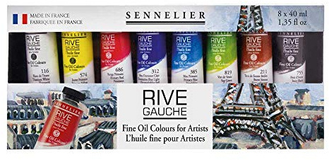 Sennelier Rive Gauche Fine Oil Color for Artists, 8 Colors, 40ml Each (10-130313-2)