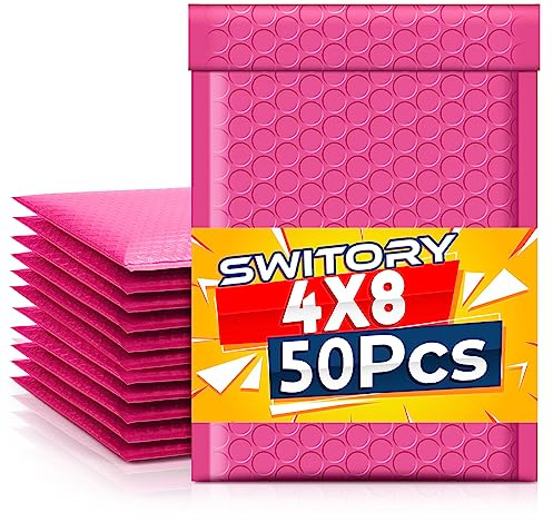 Switory 50 sobres de burbujas de polietileno de 10,2 x 17,7 cm, sobres acolchados de 4 x 7 pulgadas a granel #000, bolsas de polietileno con forro de burbujas para envío, embalaje, correo