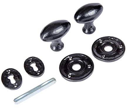 Hammer and Tongs - Oval Rim & Mortice Door Knob - W60mm - Black