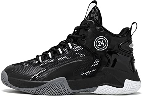 CZHIHANEG Scarpe da Basket,Scarpe da Basket per Bambini,Scarpe Sportive con Chiusura a Velcro,Scarpe Sportive,Nero,39 EU