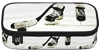 LOUJIN Eishockey Muster Druck Federmäppchen Große Kapazität Tragbare Federmäppchen für Jungen Mädchen Erwachsene und Büro, farbe, 5.0cm*10.5cm*20.5cm