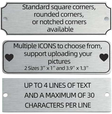 QIPAN Brushed Stainless Steel Personalized Name Plaque,Engraved Custom Name Plate,Engraving Custom Name Plate with Adhesive Backing or Screws for URN,Trophy, Picture Frame (Silver)