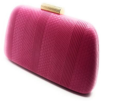 BRANDELIA Bolso de fiesta mujer Cartera de mano Bolso de fiesta mujer Clutch con cierre de boquilla y cadena dorada al hombro, Fucsia