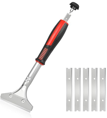 ORIENTOOLS Heavy Duty 4-inch Razor Blade Scraper with Long-Handle, Cleaning Glass Wall Scraper, Painting stripping tools,Tile Adhesive Removal (Improved version)