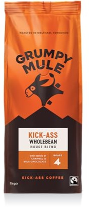Grumpy Mule Kick-Ass House Blend Whole Coffee Beans with notes of Caramel and Milk Chocolate 1kg