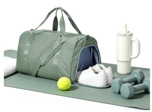 HYC00 Sac de Sport pour Femme Homme Grande Sacs de Fitness avec Compartiments Chaussures et Humide Sac Gym Sport Léger Weekend Duffel Bag Imperméable Sacs D'entraînement Voyage Yoga,Vert Armée