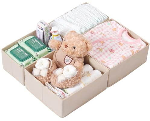 ORLISA 4 Pack Drawer Organizers Compatible with PAX Wardrobe 50x58 cm, Foldable and Sturdy, Storage Boxes for Clothes, Beige