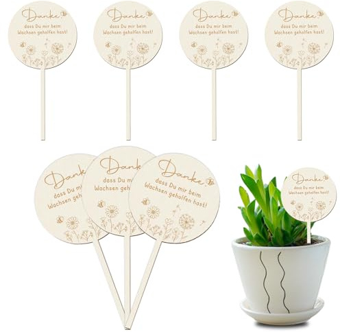 Prmape 8 Etiquetas De Madera Para Plantas, Marcadores de Plantas, Gracias Por Ayudarme a Crecer, Etiquetas De Flores, Para Regalo de Despedida, Regalo de Agradecimiento, Regalo del Profesor