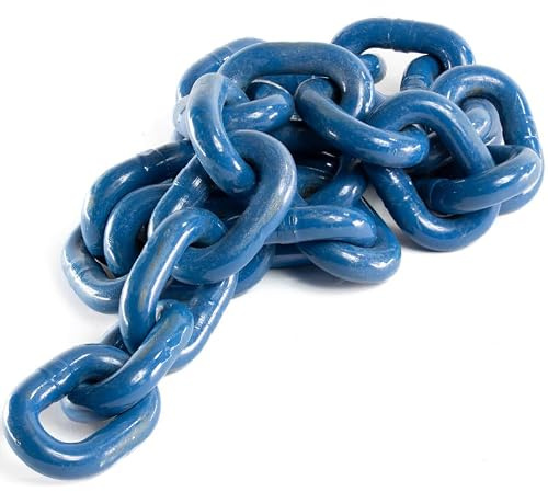 Alfa Logistik Stahlkette Meterware 10mm, 1m Länge - Rostschutz und Feuchtigkeit - Meterware Kette Blau Lackiert Kohlenstoffstahl - Forstkette Rückekette, Anchlagkette, Wäschekette, Güteklasse 10