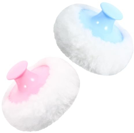 Toddmomy Lot de 2 Houppettes à Poudre pour Bébé 8 CM Peluche Ultra Douce Ronde et Légère Houppettes Corps Visage Disques de Poudre Réutilisables Adaptées aux Peaux Sensibles Bleu