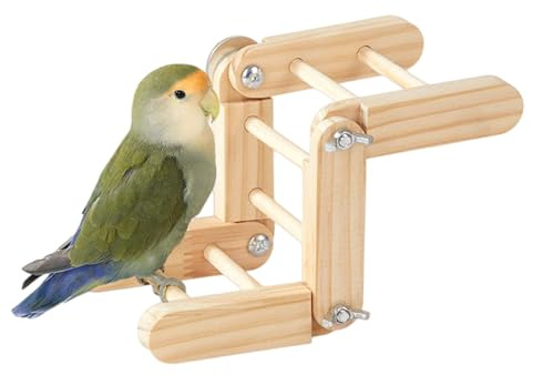 Escalera para Jaula de Aves,Juguetes para Masticar y Jugar de Madera Natural Ajustable - Escalador para Pájaros Pequeños - para Cotorras Y Gallinas, Exterior, Interior, Patio, Hamaca, Balcón, Jardín