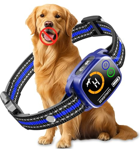 PatteSage Collier Anti aboiement Chien, Collier Electrique pour Chien 6 Niveaux de Sensibilité, Modes Son/Vibration/Vibration Forte Rechargeable, Étanche IP67 pour Petit Moyen Grand Chiens - Bleu