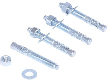 Vestil AS-383-4PK Steel Concrete Sleeve Anchor Bolts 4 Pack 3/8 In. x 3 In. Silver