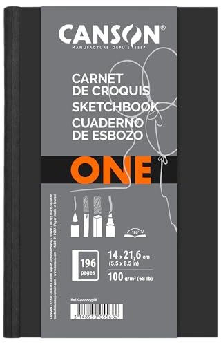 Canson ONE Art Book Paper Pad, Smudge Resistant Sketch Book Paper Pad, Hardbound, 67 Pound, 5.5 x 8.5 Inch, 100 Sheets