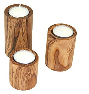 D.O.M.® Teelichthalter aus Olivenholz im 3er Set