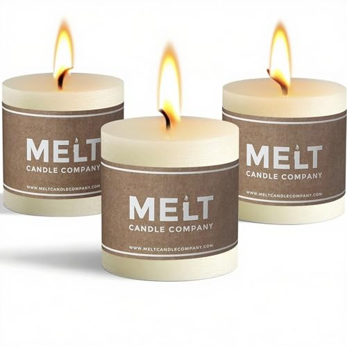 Melt Candle Ivory Pillar Candles, Unscented, 3 Pack, 3 x 3 Inch