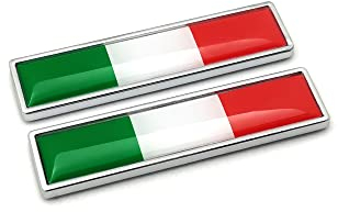 PTDecals Set of 2pcs Italy Flag Metal Car Signs Stickers 3D Emblem National IT Tricolour Flag Badge Graphic Decals for Universal Auto Motorcycle Skirts Trunk Sides 58mm* 14mm Size