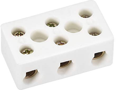 sourcing map Conectores de cerámica de alta temperatura de la porcelana de los bloques de terminales de la cerámica de 3 maneras para el cable eléctrico del alambre