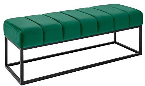riess-ambiente.de Elegante Sitzbank Petit BEAUTÉ 108cm smaragdgrün Samt schwarzes Gestell Bank Polsterbank