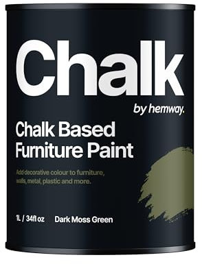 Hemway - Chalk Based Furniture Paint - Dark Moss Green 1 L | Chalky Matt Shabby Chic Finish for Interior & Exterior Home Decor | Quick Dry & All-in-one