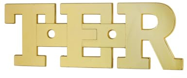 PLAQUE TER - Plaque de Signalisation - Laiton à Visser - Utilisation Polyvalente - Résistant à la Corrosion - Fixation Facile - 51 x 34 mm - Jaune/Doré