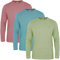 JRC Just Royal Clothing Pack of 3 Mens Long Sleeve Crewneck T-Shirts, Casual Round Neck Tops (Sage, Stone Blue, Mouve, 2XL)