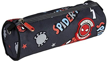 CERDÁ LIFE'S LITTLE MOMENTS - Spiderman-pennfodral för barn, rund, med dragkedjeöppning - Officiell Marvel-licensierad produkt, svart, målarväska, svart, målarväska