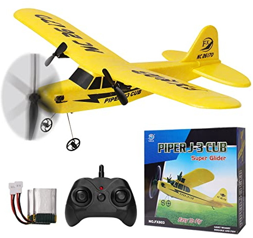 yusvwkj 2.4GHz 2-channel Remote Control Airplane: FX803 EPP RC Plane RC aircraft for beginners Kids and adults toy with USB charging Easy to fly,Yellow