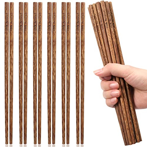 10Paia Bacchette di Legno Naturale Cinesi,Riutilizzabili Antiscivolo Bacchette Giapponesi 9.84 Pollici Bastoncini Giapponesi,Senza Vernice Bacchette Sushi Set Regalo,Posate asiatiche per Sushi Noodles