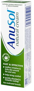 Anusol Natural Cream - 30g Cream with Natural Ingredients - Relieves Anal Itching & Discomfort - Suitable For Pregnancy & Breastfeeding - Non Medicated, Quick Cooling External Relief - Vegan Friendly