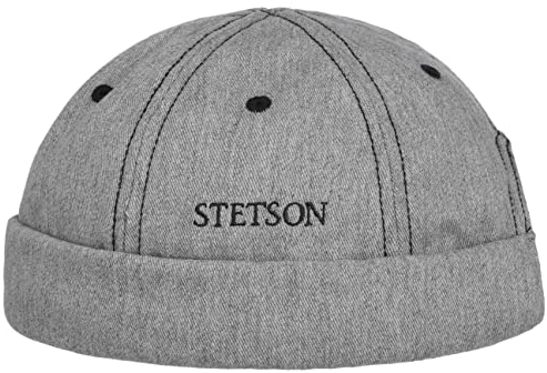 Stetson Cotton Melange Dockermütze Herren - UV Schutz 40+ - 100% Baumwolle - Docker mit Klettverschluss - Sommer/Winter hellgrau M (56-57 cm)